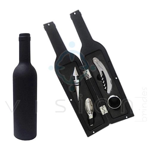 Kit para Vinho com 4 peças e Estojo Garrafa