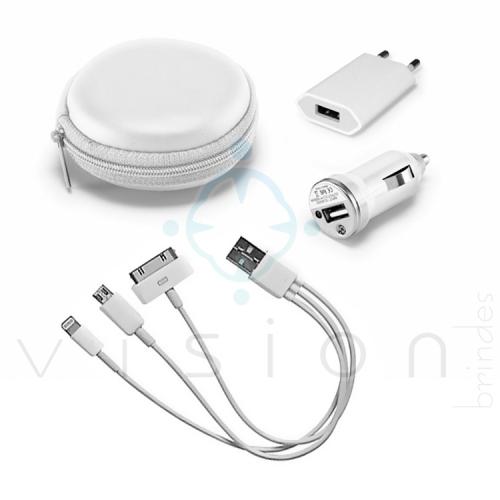 Kit Carregadores USB com cabo 3 em 1