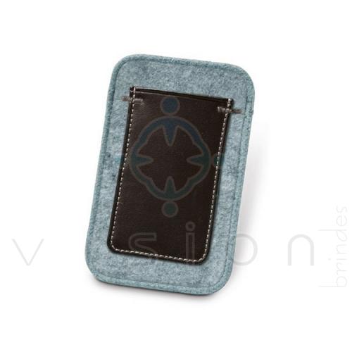 Bolsa Para Celular em Feltro e Couro