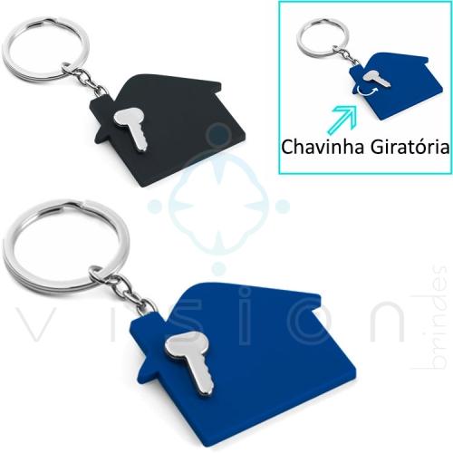 Chaveiro com chavinha giratória em Metal e PVC