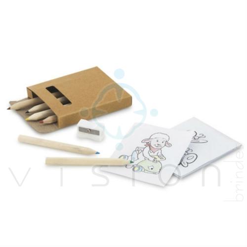 Kit p/ pintar com 6 lápis de cor - 7,3x8,9x1,2cm