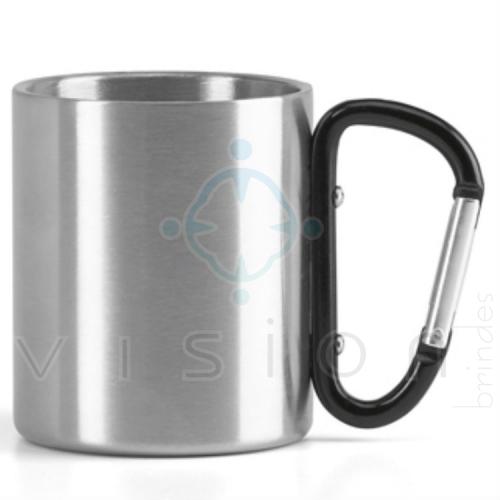 Caneca Inox com Alça Mosquetão 230ml